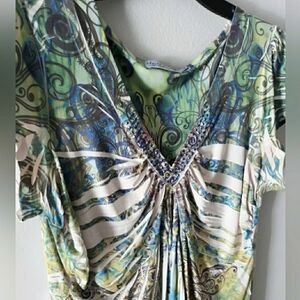 Unity World Wear Green and Blue Swirl Blouse